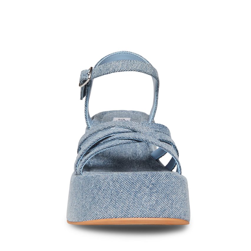 Sandalias de Plataforma Steve Madden Crazy30 Denim Fabric Mujer Azules | ES AM4692